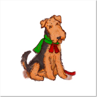 Cute Airedale Terrier Drawing Posters and Art